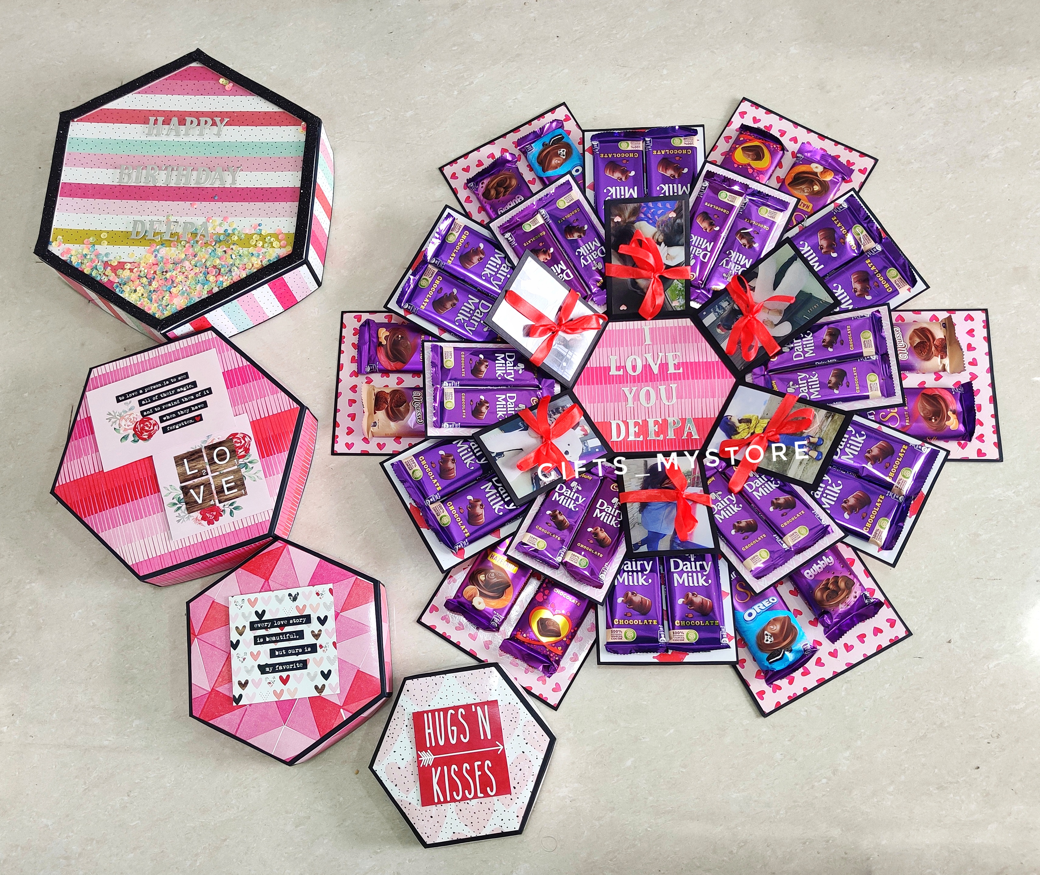 4 LAYER DECORATIVE CEB WITH PHOTOS AND MESSAGES (BIG SIZE)_OPTIONS_PINK THEME
